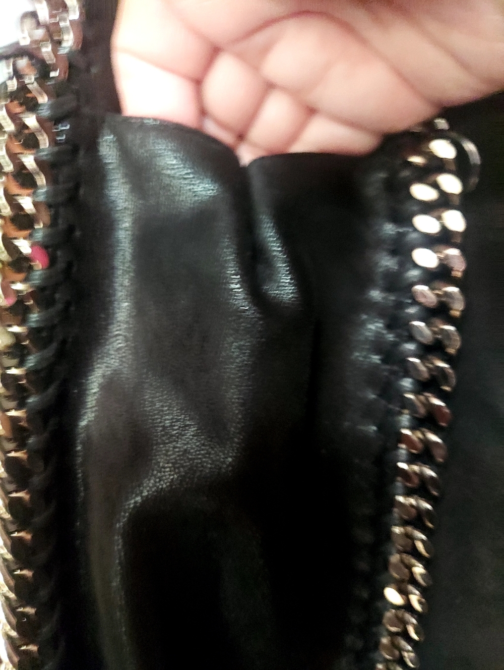 Stella McCartney black Whipstitch Chain-Trim Suede  Tote Bag Made In Italy - Picture 15 of 16